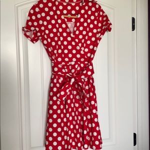 Vintage-Style Red Dress w/White Dots